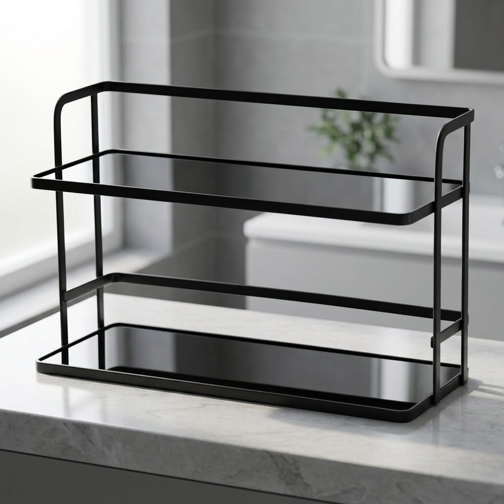 Organizador Cocina 2 Baldas para acero Negro Organizador Cocina