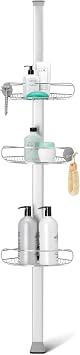 simplehuman 8 Tension Pole Shower Caddy, Stainless Steel and Anodized Aluminum