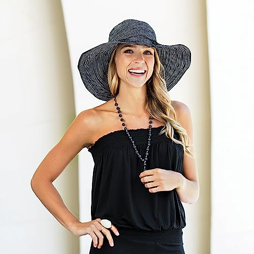 Wallaroo Hat Company Women’s Scrunchie Sun Hat – UPF 50+ Sun Protection, Packable and Adjustable Sizing for Medium Crown Sizes – Sun-Smart Hat for Travel, Poolside, Everyday (Black/White Dots) - Thumbnail 2