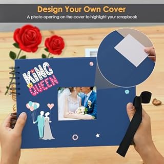 Splend Album Photo à Personnaliser Soi-Même 80 Pages Noires, Livre Photo à Coller, Cadeau DIY pour Bébé, Famille, Anniversaire, Saint Valentin, Mariage Avec Coins de Protection, Bleu