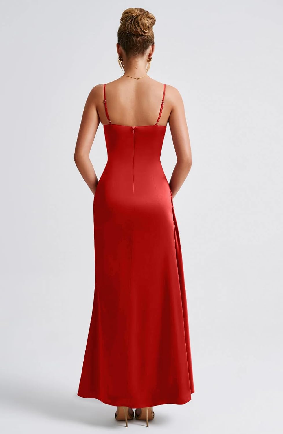 Memoriesea Women's Sleeveless Bodycon Spaghetti Strap Ruched Evening Party Maxi Dress - Image 4