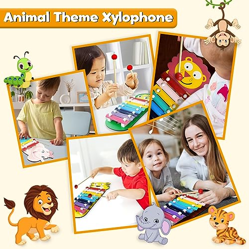 Image of Wembley Monkey Wooden Baby Xylophone for Kids Toys for 1+ Year Old Preschool Educational Learning Instruments Keyless Piano with 2 Sticks Musical Toy for Kids Girls Boy Children Non Toxic BIS Approved