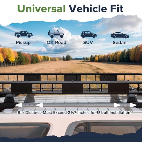 Image of ARKSEN 64 inch x 39 inch Roof Rack Cargo Basket with Extension, 150 lbs Heavy Duty Rooftop Carrier, Car Top Luggage Holder for SUV Truck Car, Includes 21.5 Cu Ft Waterproof Cargo Bag for Travel Camping