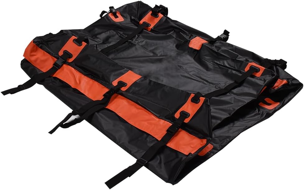 XhuangTech Rooftop Cargo Carrier Bag – 100% Waterproof 15/20 Cubic feet Heavy Duty Roof Bag, 840D PVC Rooftop Car Bag - Fits Cars with/Without Rack (15 Cubic Feet)