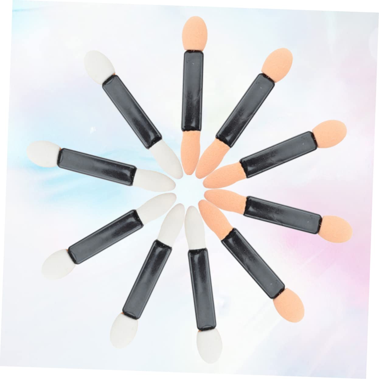 SOESFOUFU 50pcs Makeup Eye Shadow Brush Set Dual Sided Sponge Applicators Latex Material for Women Eye Brushes for Beginners