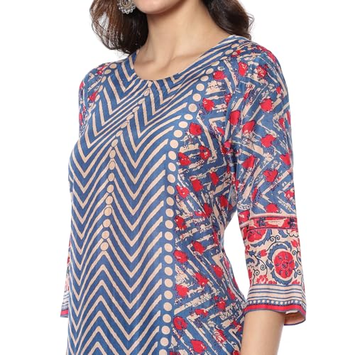 Image of BIBA Women Modal Asymmetric Printed Suit Set