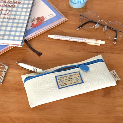 Image of Monolike Unmatched friends Pen Case, Ivory - Pencil Pouch, Portable Pencil Bag, Pencil Case, Office Pouch case