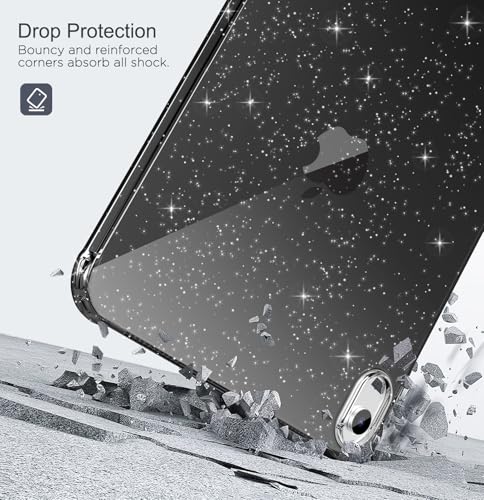 Image of MoKo Clear iPad 10th Generation Case, iPad 10 Case, Slim & Lightweight Soft TPU Anti-Scratch Back with Shockproof Impact Resistant Raised Edge for 10th Gen iPad Case 2022, Glitter Black