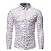 Camicia da Uomo Bel Risvolto Stampa Temperamento Moda Slim Fit Comoda Camicia a Maniche Lunghe da Uomo Primaverile ed Estiva M