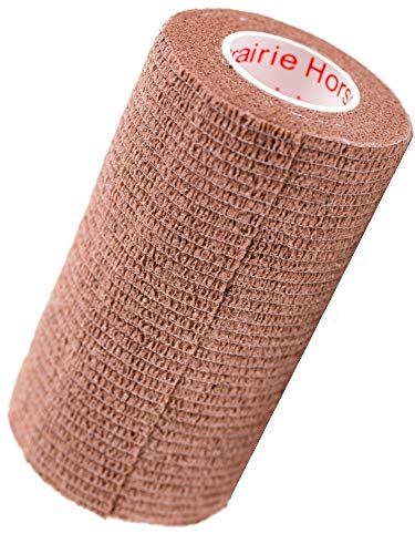 Image of Vet Wrap Tape (Brown) (2 Pack) (4 Inch x 15 feet) Self Adhesive Adherent Adhering Cohesive Flex Self Stick Bandage Grip Roll Dog Cat Pet Horse