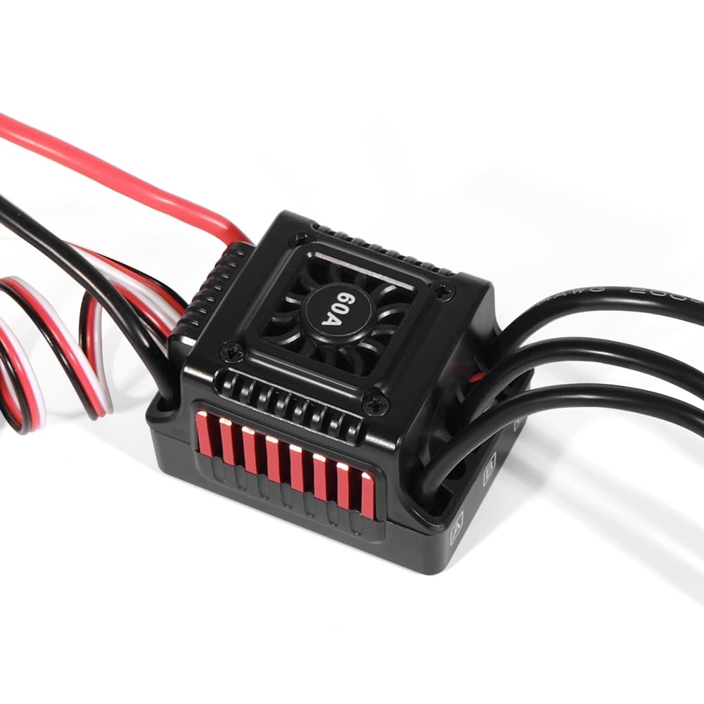 Joselin WSDT-60A RC Sensorless Brushless Waterproof 60A ESC Adecuado para 1/10 RC, Compatible con Varios Servos Sin Escobillas