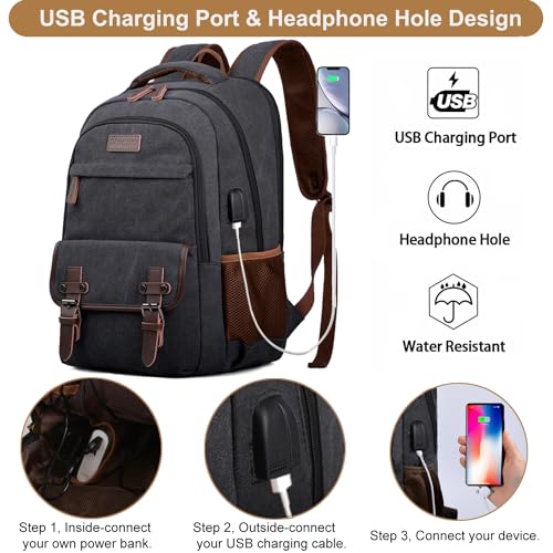 Mochila para portátil Mactso Canvas Travel 17.3 pulgadas miniatura 2