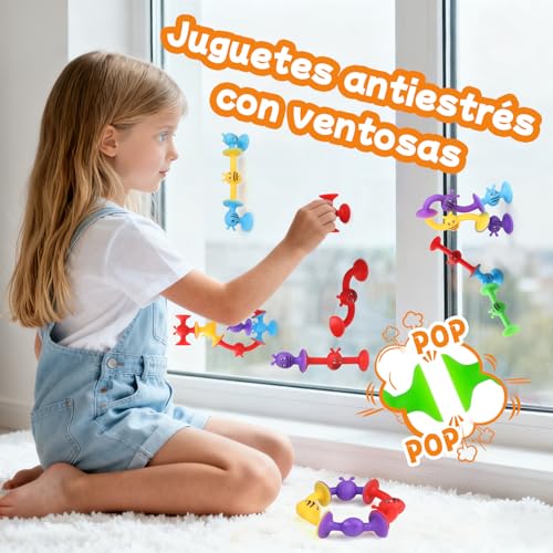 Miniatura 2 de Echocube 28 Piezas Juguetes De Succión, Juguetes De Baño Para Bebés, Juguetes Sensoriales Con Ventosa, Juguetes Para Aliviar El Estrés, Juguetes De Viaje Para Niños Pequeños Y Adultos