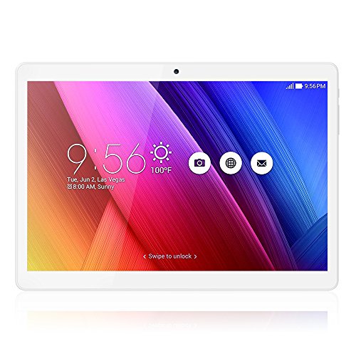 Android Tablet PC 10.1 Inch Unlocked 3G Phone, Android 6.0 MTK 6580 GPS Quad Core,HD 1280X800 IPS Touchscreen with Bluetooth,RAM 1GB ROM 16GB 2G 3G Dual Sim Card Slot WiFi Dual Camera,Gold