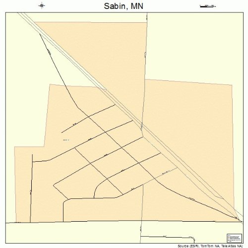 Large Street & Road Map of Sabin, Minnesota MN Printed poster size