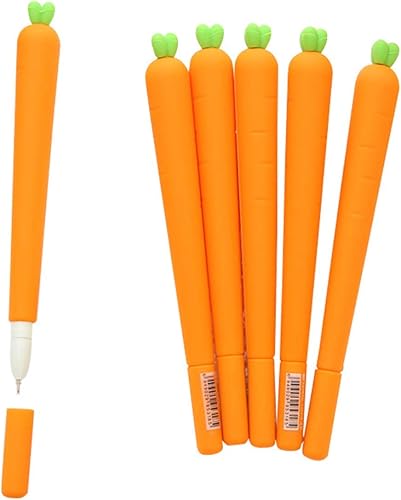 Miniatura 7 de 24 bolígrafos de tinta de gel de zanahoria, lindo bolígrafo de silicona para suministros de oficina, bolígrafos de dibujo, regalos y artículos de