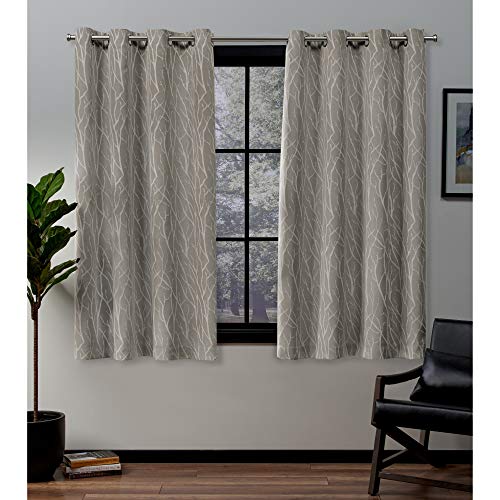 Exclusive Home Forest Hill Woven Room Darkening Blackout Grommet Top Curtain Panel Pair, 52"X63", Natural #TOP26