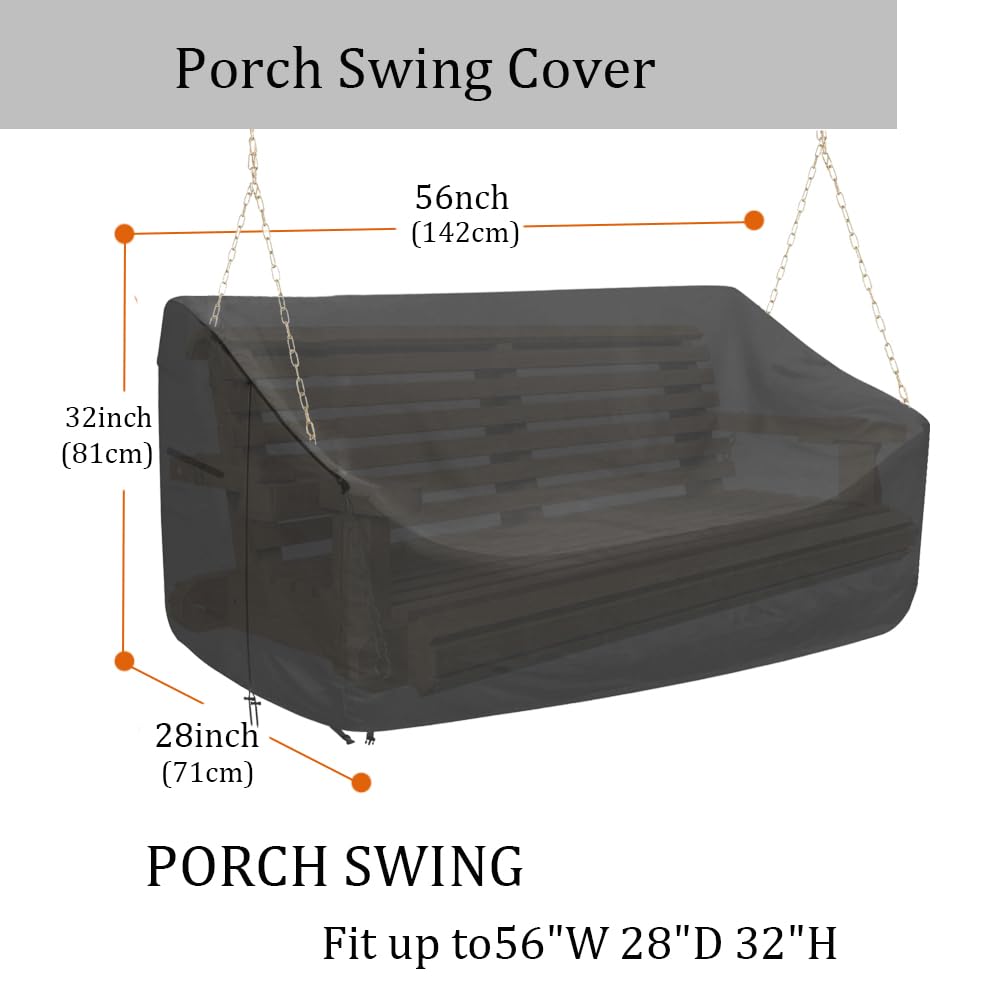 Funda de columpio para porche de 56 pulgadas, impermeabile, 600D, Oxford para colgar al aire última intervensión, para todo tipo de clima, cubierta de columpio protegida para muebles de outdoor