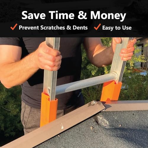 Image of Ladder Protection Covers for Gutters & Roof, Non-Marring, Prevent Scratches & Dents, Corner Cover | Universal Fit Extension & Multi-Position Ladder Accessory Guards
