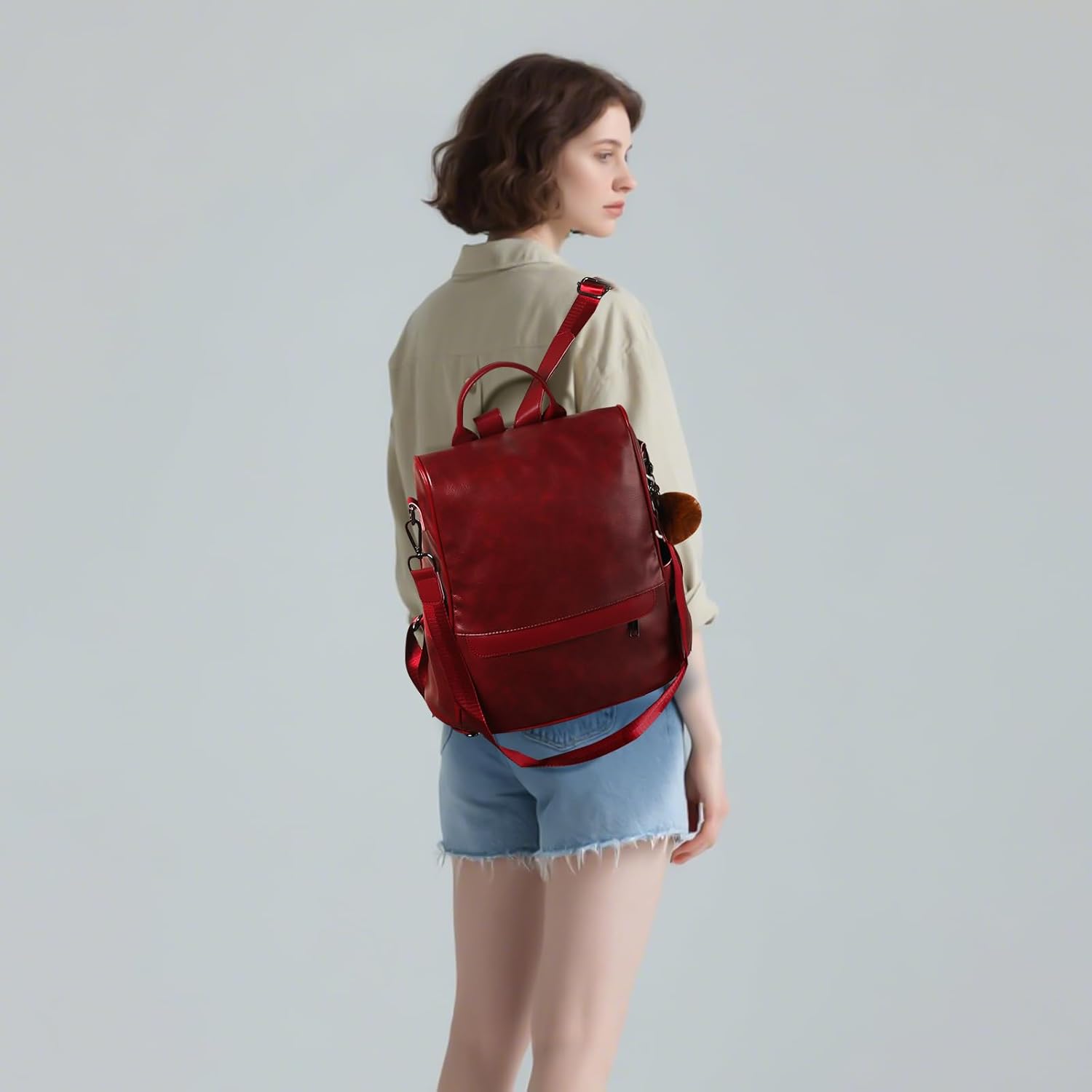 CHERUTY Women Backpack Purse PU Leather Anti-theft Casual Shoulder Bag Fashion Ladies Satchel Bags - Image 8