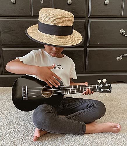 Image of POMAIKAI Soprano Ukulele for Beginners, 21 Inch Ukulele Wood Toddler Guitar Small Hawaiian Ukalalee Starter (Black)