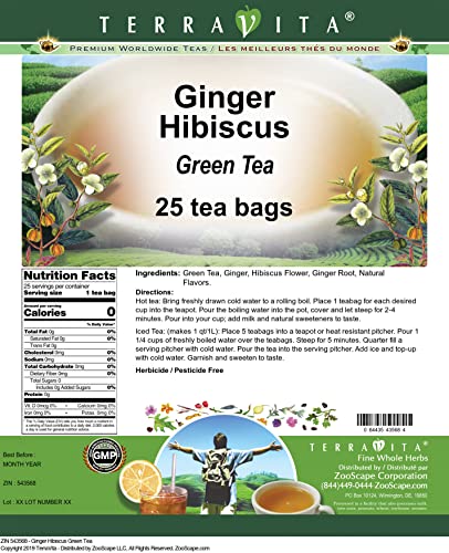 Ginger Hibiscus Green Tea (25 tea bags, ZIN: 543568) image 5