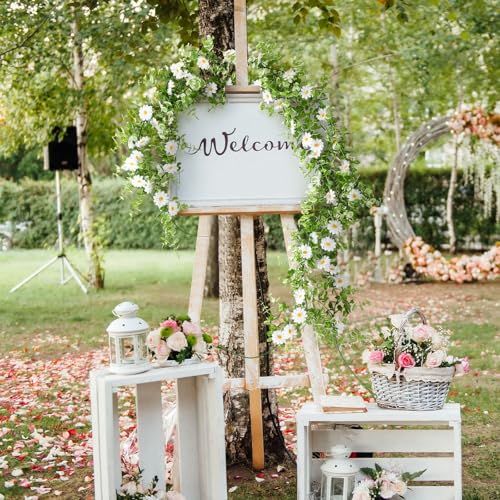 Norme 2 Pcs 6 Ft Artificial Daisy Garland with 100 Fake Flowers Hanging Vine Spring Garland Floral for Decorating Wedding Baby Shower Summer Window Mantle Staircase Farmhouse Table Centerpiece(White) by Norme - Used condition - Image 6