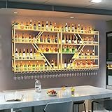 ElegantWallMountedMetal WineRackwithLEDLightIronBottleHolderforKitchenBasementBarModernDesignSpaceSavingStorageSolution