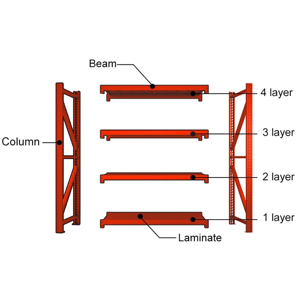 Estante de Almacenamiento de Acero Resistente, estantes de Garaje Ajustables de 4 Niveles, estantería de Almacenamiento de Metal, estantería para el hogar/Oficina/Dormitorio (A 120 * 50 * 180 cm)