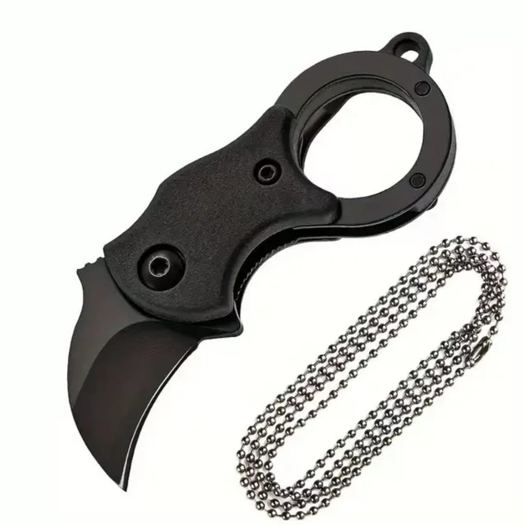 CEPLO Mini Folding Utility Tool Keychain with Carabiner Clip, Black, Metal, Compact Everyday Carry for Package Opening and Outdoor Use (BLACK)
