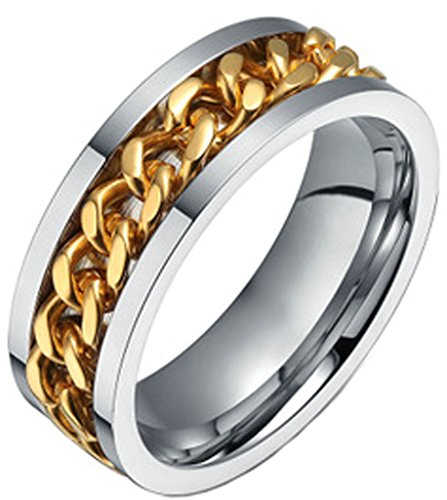 Anneau rotatif chaîne bague titane hommes look urbain quotidien