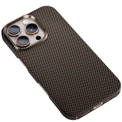 Aramid Fiber Case Compatible with iPhone 16 Pro, [Ultra-Slim & Lightweight] 3D Textured Carbon Fiber Cover with Metal Lens Prote