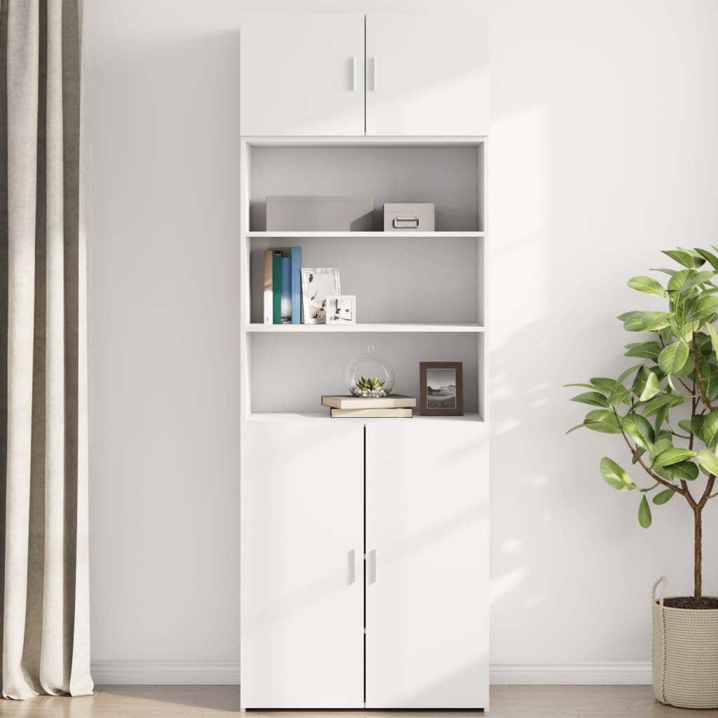 vidaXL Wandschrank, Hängeschrank mit Stauraum, Lagerschrank Wandmontage für Wohnzimmer Schlafzimmer Garage, Aufbewahrungsschrank Schrank, Weiß Holzwerkstoff