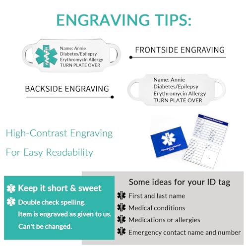 Women'S Medical Alert Bracelet, Customizable Emergency Alert Bracelet, Adjustable, Free Engraving, Suitable for Diabetes, Allergies, Epilepsy, and Elderly Safety3