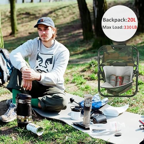 Folding Camping Chair Stool Backpack with Cooler Lightweight Waterproof Outdoor Hunting Fishing Chairs for Heavy People, Lawn, Hiking, Travel - Image 5