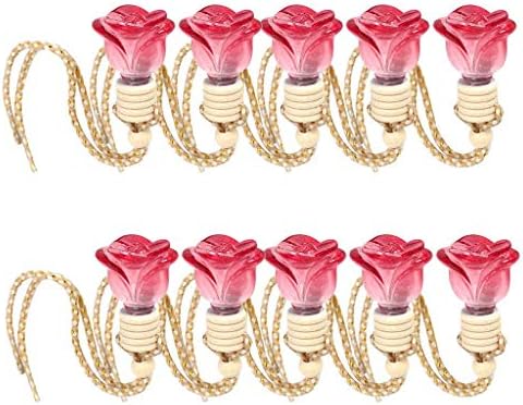 10pcs Rosebud Shape Car Air Freshener Perfume Bottle Car Hanging Diffuser Bottle Pendant Empty Bottle