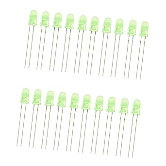 REES52 20 Pieces 3mm Emitting Diode DIY Project Green Light Lamp LED Bulbs Kit