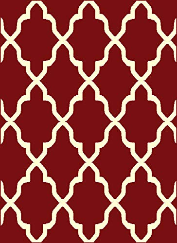 SrS Rugs® Luna Collection, Living Room Rug and Hallway Runner, with Soft Smooth 8mm Pile. Trellis Geometric Design (Trellis Red, 80 x 150 cm)