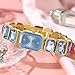 CRRJU Women Watches Fashion Luxury Wristwatches, Ladies Squartz Crystal Quartz Movement Dress Watch, Blue Dial with Gold Band (Blue)