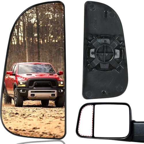Driver Left Side Lower Mirror Glass Replacement, for 2010-2020 Dodge Ram 1500 2500 3500 4500 5500, Towing Mirrors Convex Glass with Rear Mounting Bracket, 68067731AA