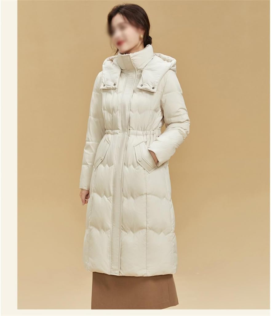 Winter Down Coat Waist Women's Long Middle-aged Slim Knee Coat