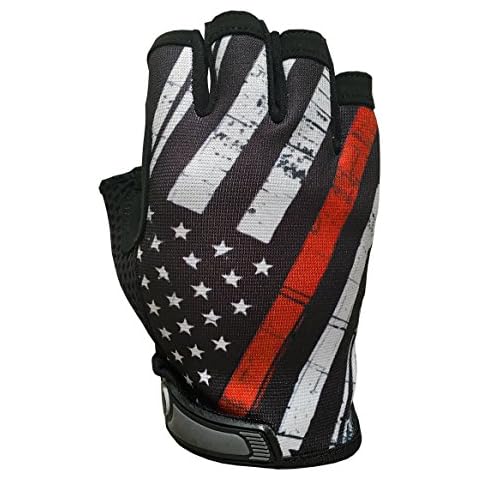 Red Line USA Flag HALF Finger Gloves for Gym, Athletic, and Multi-Use - Support Firefighters Cover