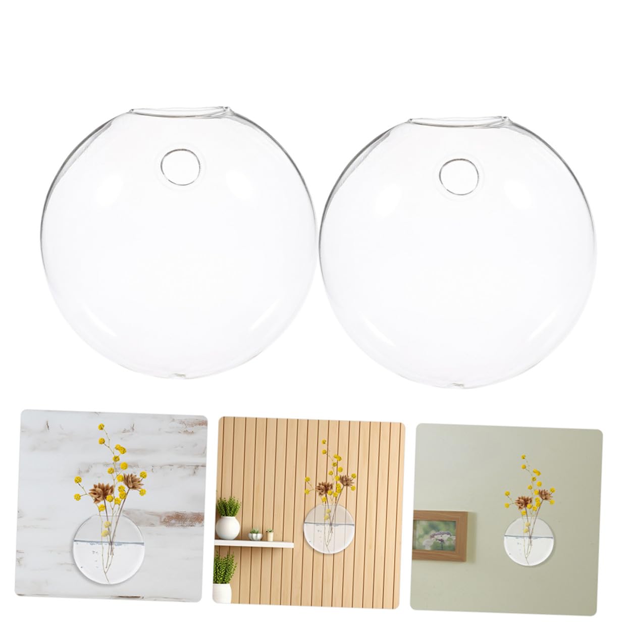 Gatuida Lot de 6 Vases Muraux Hydroponiques Transparents en Verre Compact, Support à Plantes Suspendu pour Décoration Intérieure, Jardin, Bureau et Centres de Table