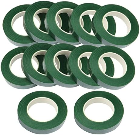 Cettkowns 12 Rolls 1/2 Inch 30 Yard Green Floral Tape for Bouquet Stem Wrapping - Adhesive, Waterproof and Flexible (Dark Green)