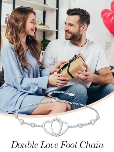 Image of WINNICACA 925 Sterling Silver Anklets for Women Adjustable Beaded Butterfly Opal Anklet Bracelet Foot Chains Jewelry Gifts for Women Beach Birthday Christmas Gift