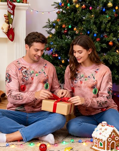 Image of uideazone Unsiex Funny Ugly Christmas Sweater 3D Printed Crew Neck Pullover Sweatshirts for Xmas Party