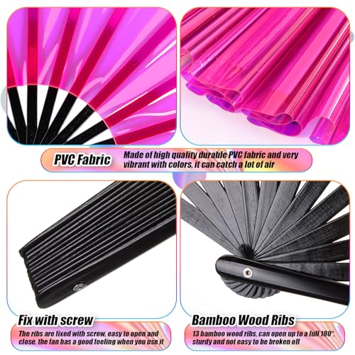 Image of Maitys Large Rave Fan Folding Handheld Fans 13'' Clap Fans for Line Dancing Clack Fan Holographic Festival Accessory for Martial Art Gift Performance, Includes 2 Pouch