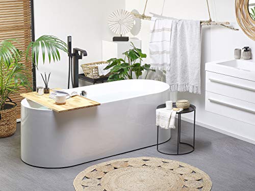 Moderne Acryl Badewanne oval freistehend weiß mit Überlauf 170 x 75 cm Catalina