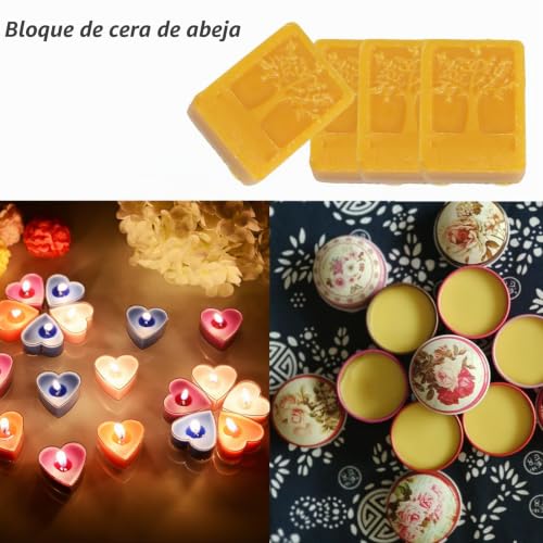 Miniatura 4 de Coolcrafts 4 Piezas Cera De Abeja Natural Bloques De Cera De Abeja Amarillo Para Velas, Cosmetica, Pulido De Muebles - 400g