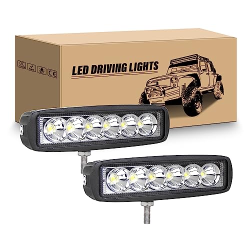 RIGIDON 2 Pcs LED Arbeitsscheinwerfer, 6 Zoll 15 cm 18W LED Zusatzscheinwerfer Auto 12V 24V Scheinwerfer IP67 Wasserdicht für 4x4 SUV Truck Traktor Offroad LKW, 6000K Weiß Rückfahrscheinwerfer